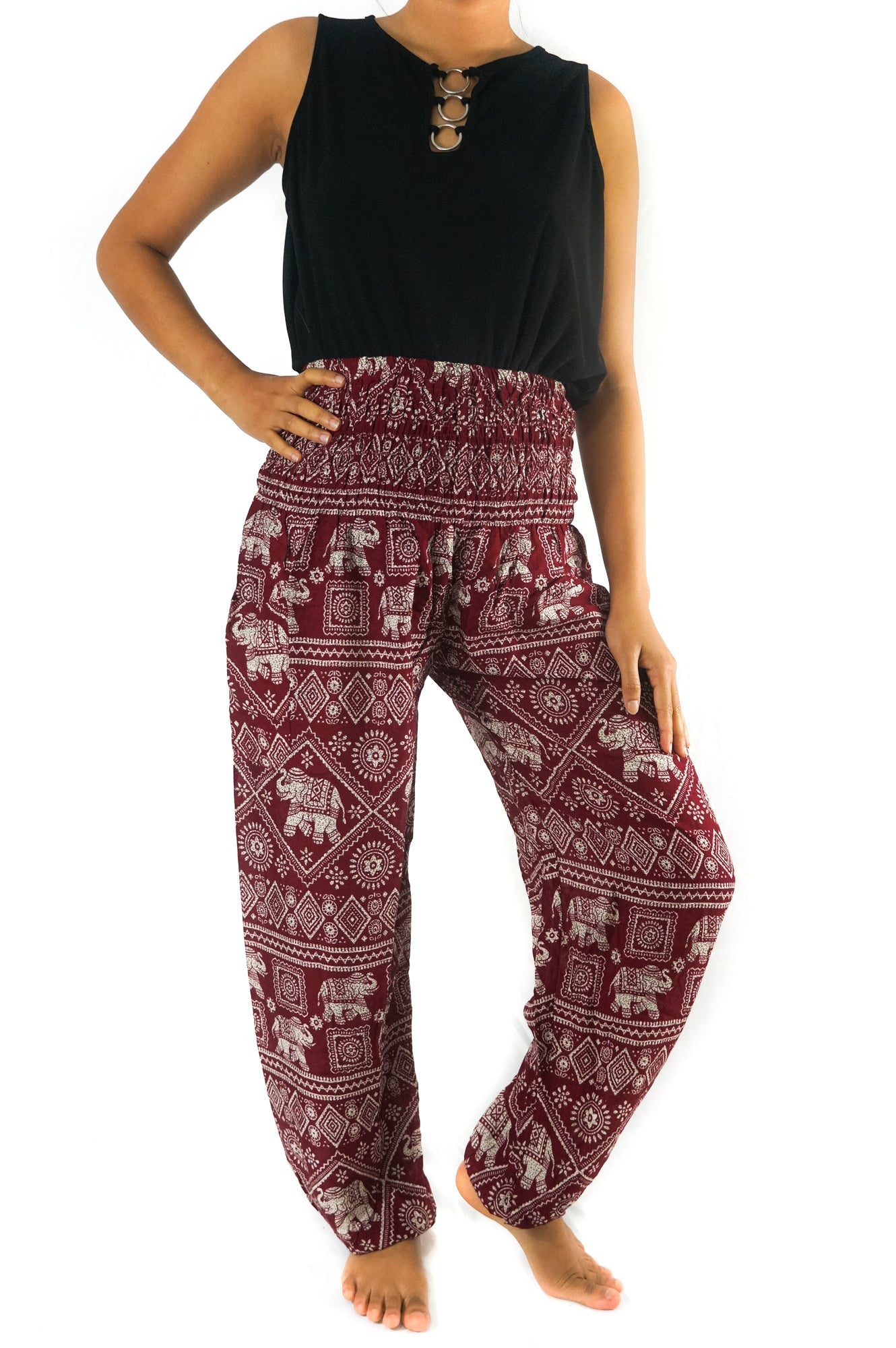 Burgundy ELEPHANT Pants Women Boho Pants Hippie Pants Yoga Tan Smokey