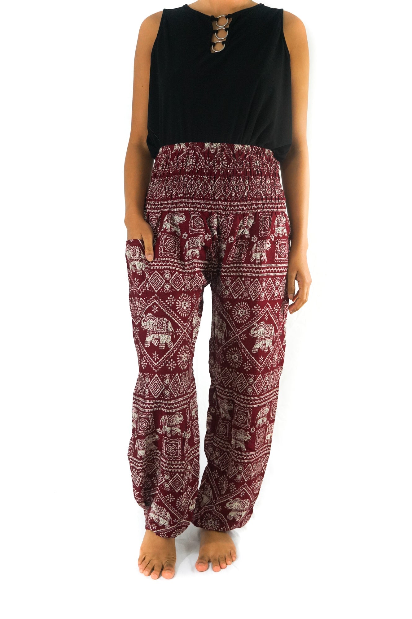 Burgundy ELEPHANT Pants Women Boho Pants Hippie Pants Yoga Tan Smokey
