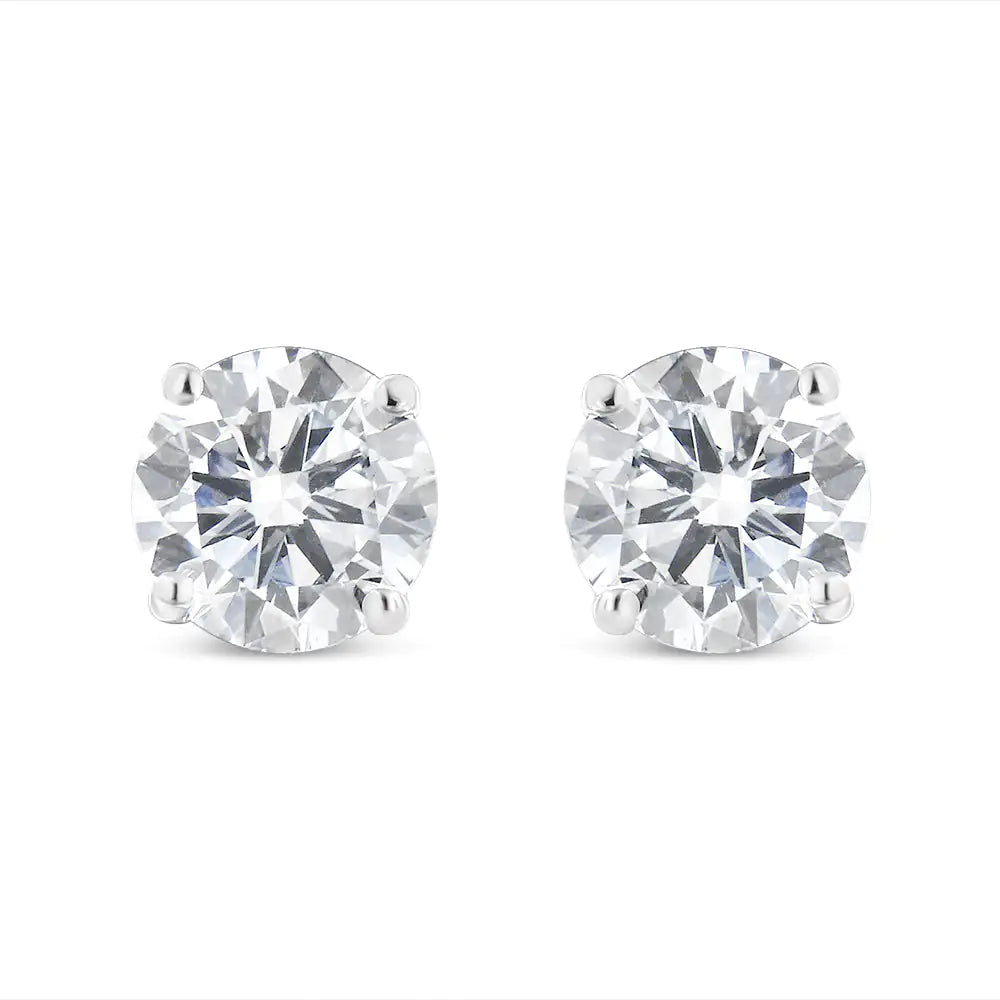 IGI Certified 14K White Gold 1 1/2 Cttw Lab Grown Diamond Solitaire Stud Earrings with Screwbacks (I-J Color, VVS2-VS1 Clarity)