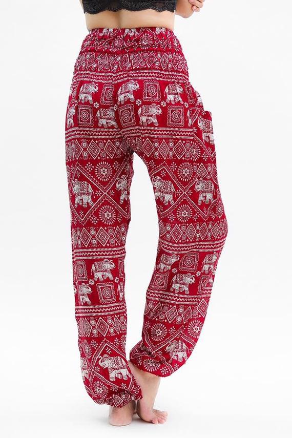 Burgundy ELEPHANT Pants Women Boho Pants Hippie Pants Yoga Tan Smokey