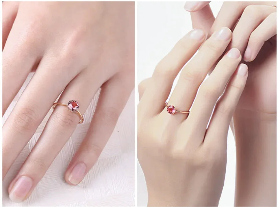 Pomegranate Red Six-Claw Gemstone Ring for Women