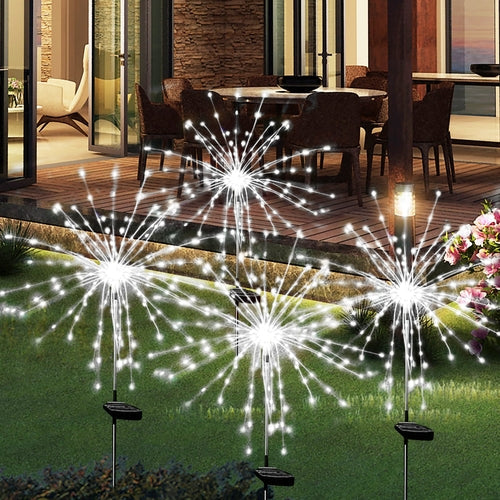 4PCS 120 LED Multi Color Outdoor Firework Solar Garden Decorative Pink Iolaus