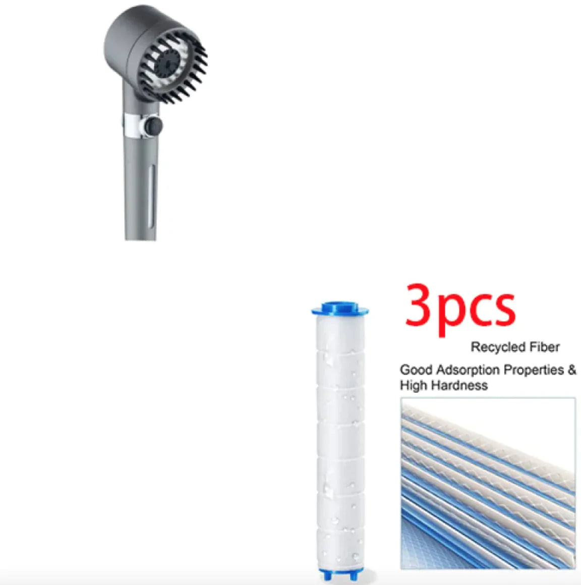 3-Mode High-Pressure Shower Head with Portable Filter