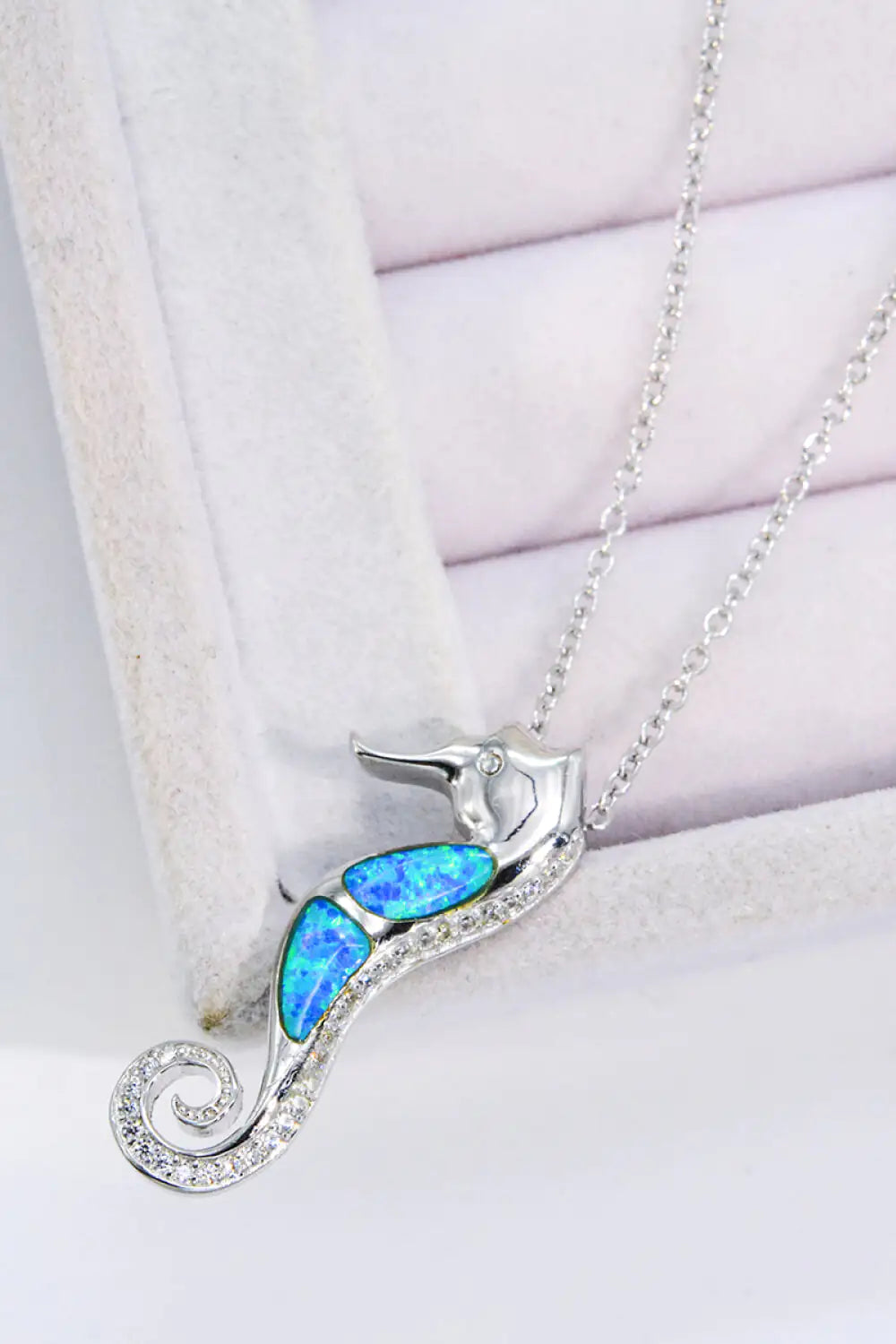 Opal Seahorse 925 Sterling Silver Necklace