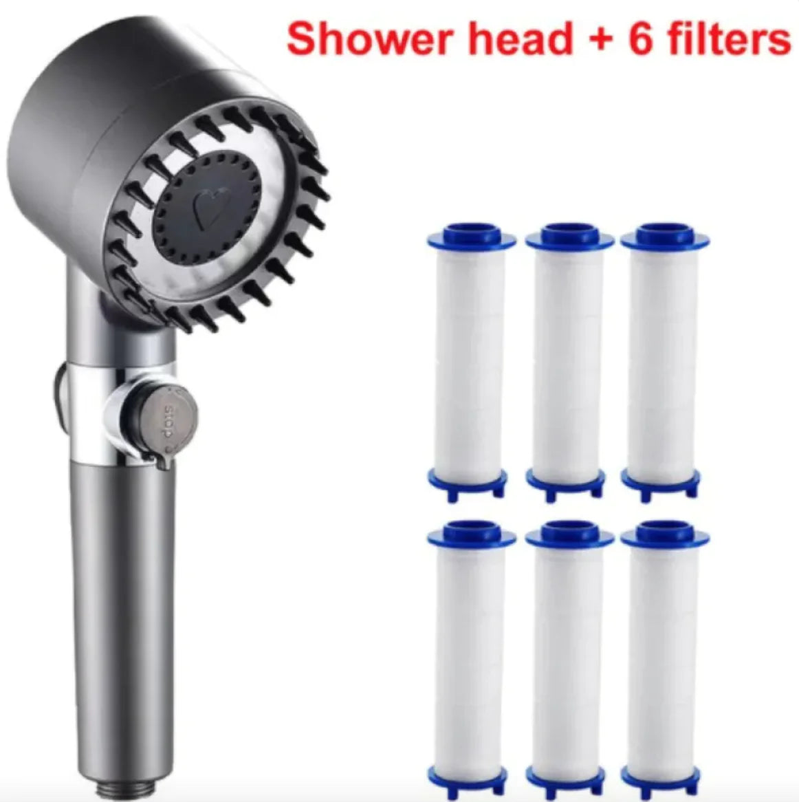 3-Mode High-Pressure Shower Head with Portable Filter