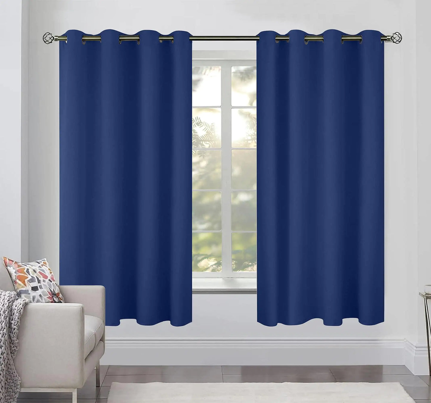 Blackout Curtains for Bedroom Pack of 2 Navy Blue 52x63 inch Blind Off